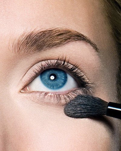 Puder unter das Auge