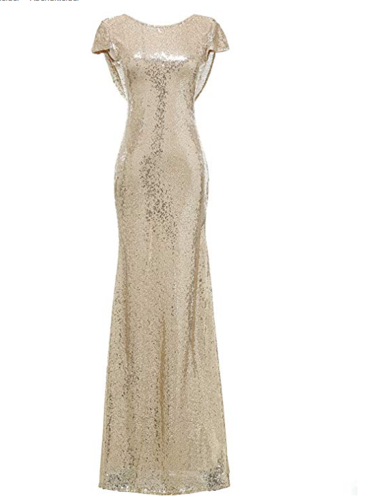 Dieses tolle goldene Glitzkleid kannst du für etwa 60 Euro hier mit einem Klick shoppen .