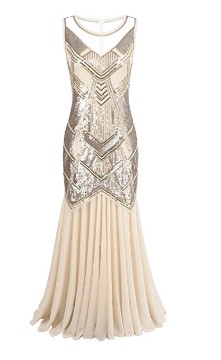 Super elegant, ideal für ein besonderes Event. Den Traum mit Pailletten kannst du hier für etwa 50 Euro bestellen.