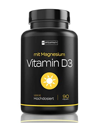 Vitamin D3 mit Magnesium, hochdosiert, 90 Kapseln von Sports Affinity für etwa 17 Euro jetzt hier shoppen.