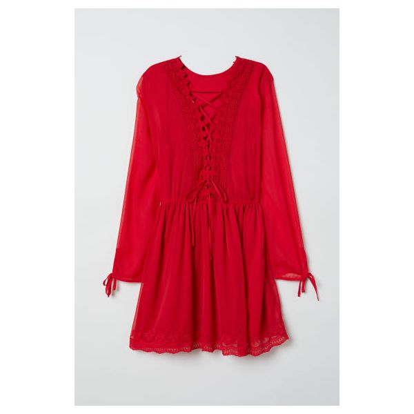 Rotes Chiffonkleid von H&M