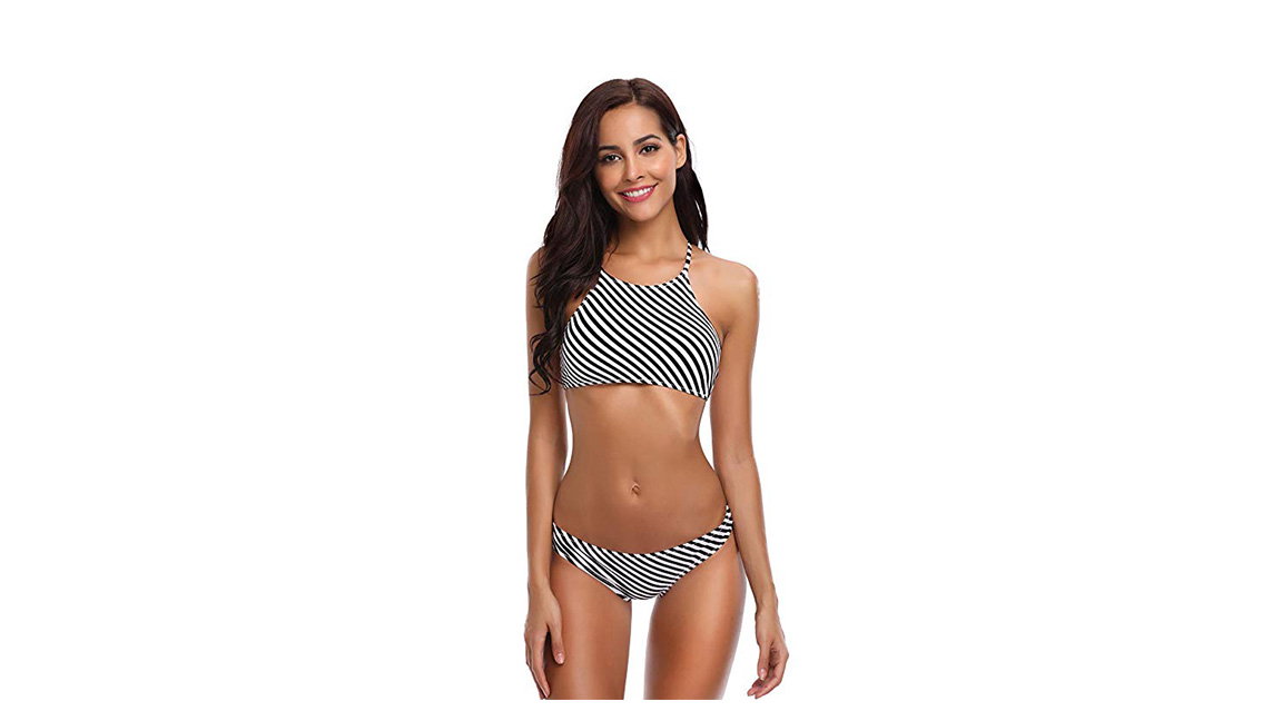 gestreifter crop bikini