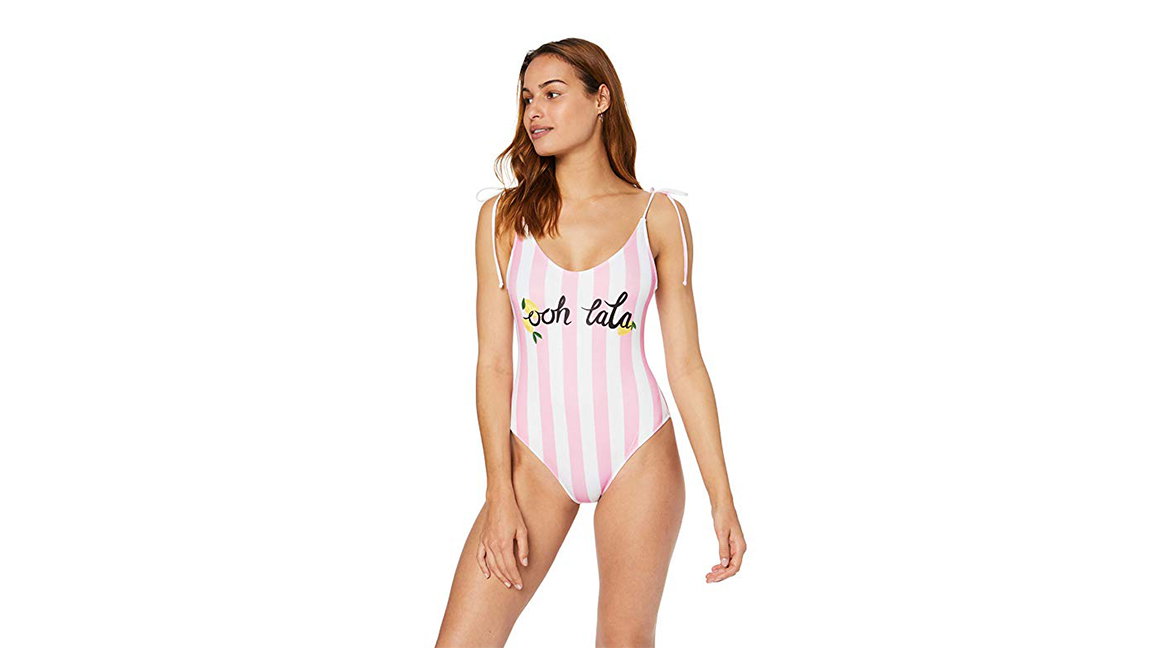 weiß rosa badeanzug frau