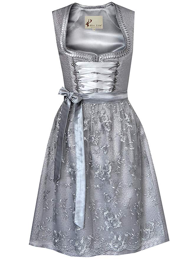 Silbernes Dirndl mit changierender Schleife