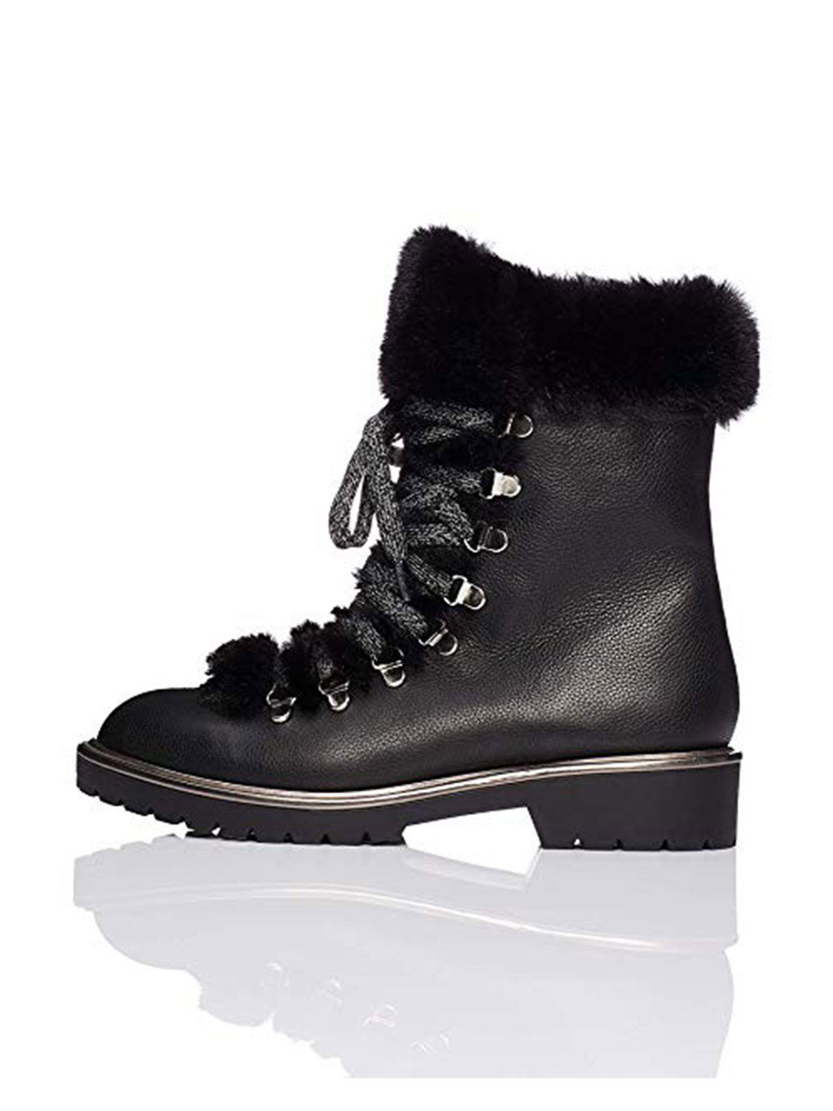 Schwarze Hiking Boots mit Kunstfell von find