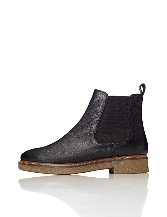 Chelsea Boots Damen aus Glattleder, mit Kreppsohle