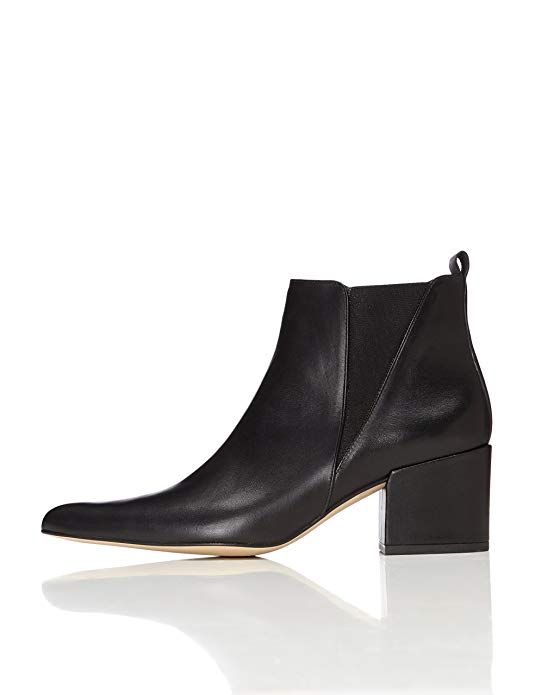 Chelsea Boots Damen aus Leder mit Blockabsatz
