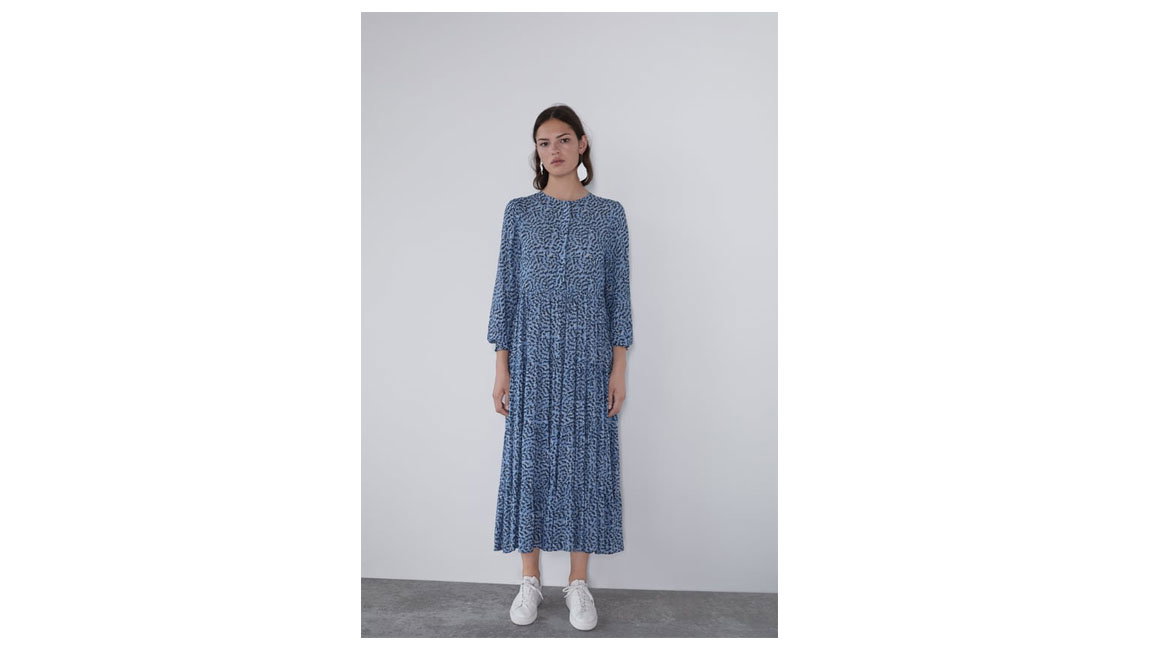 hellblaues midikleid zara