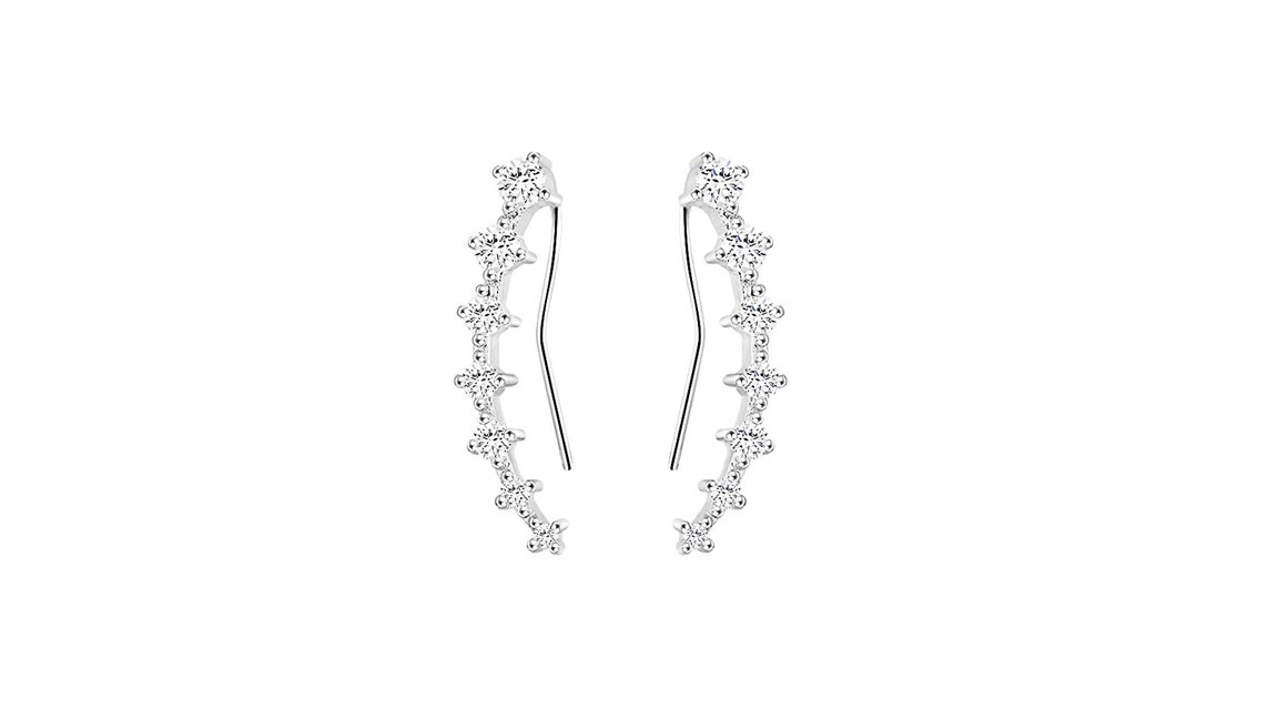 Damen Ohrklemme 925 Silber mit 7 Zirkonia Strass