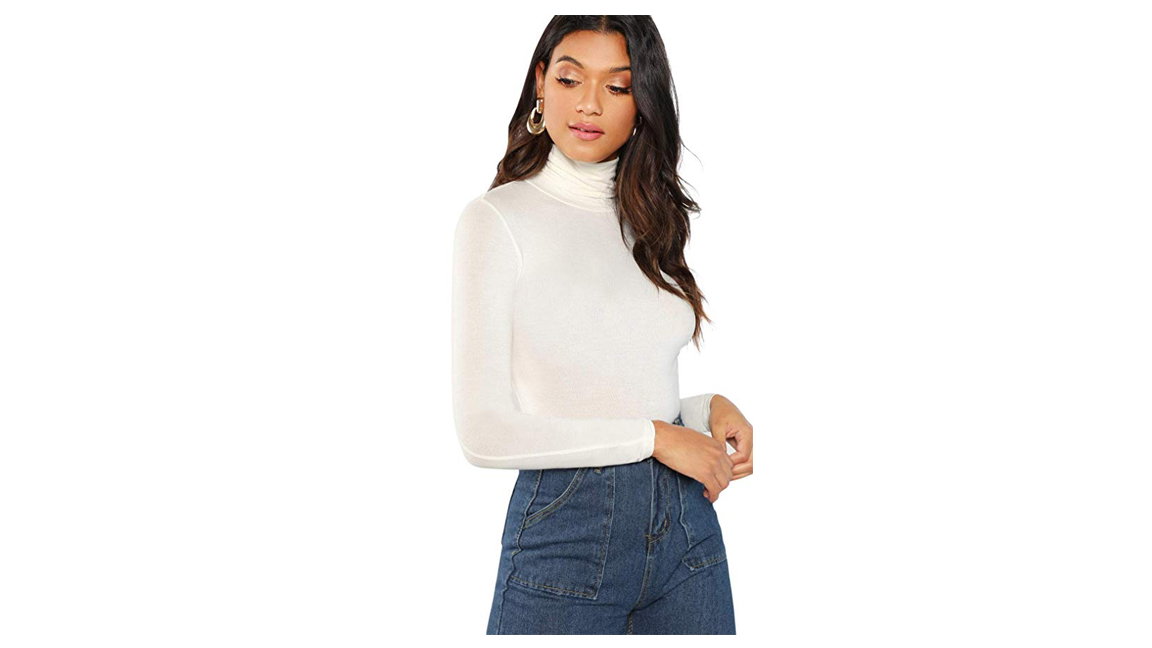 weißer rollkragen pullover