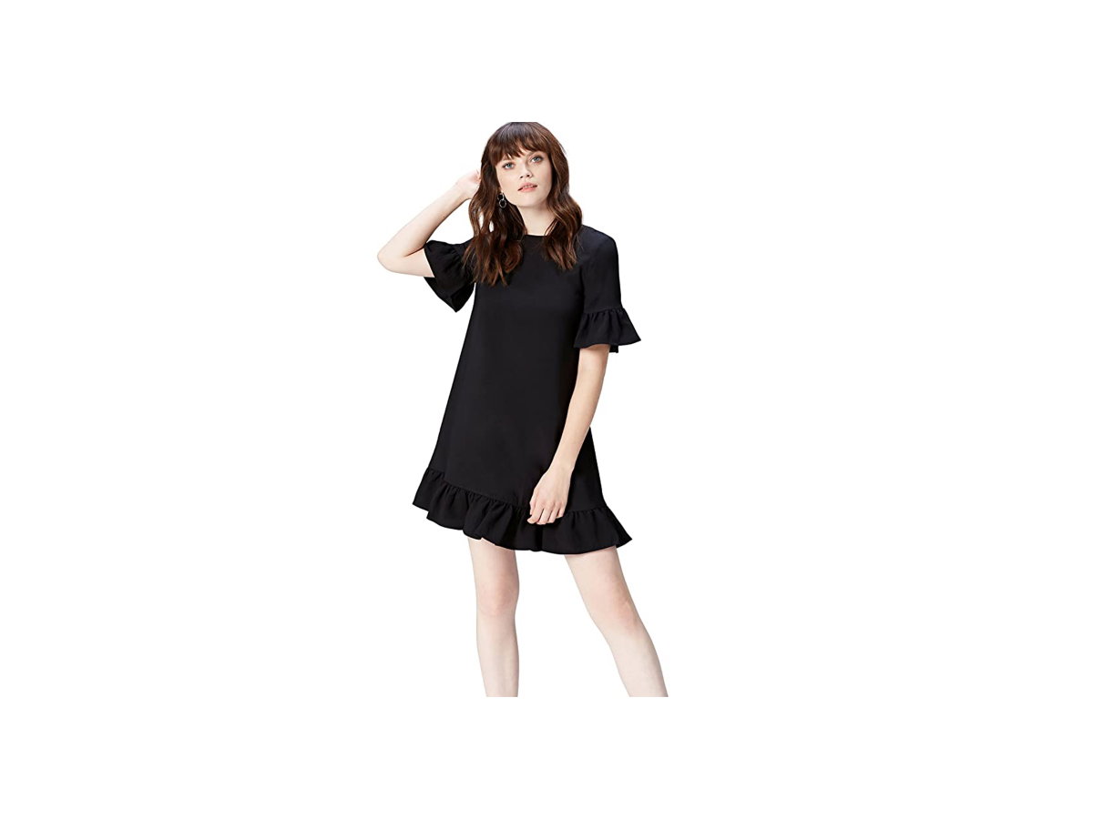 Schwarzes Shirt Dress mit Rüschen