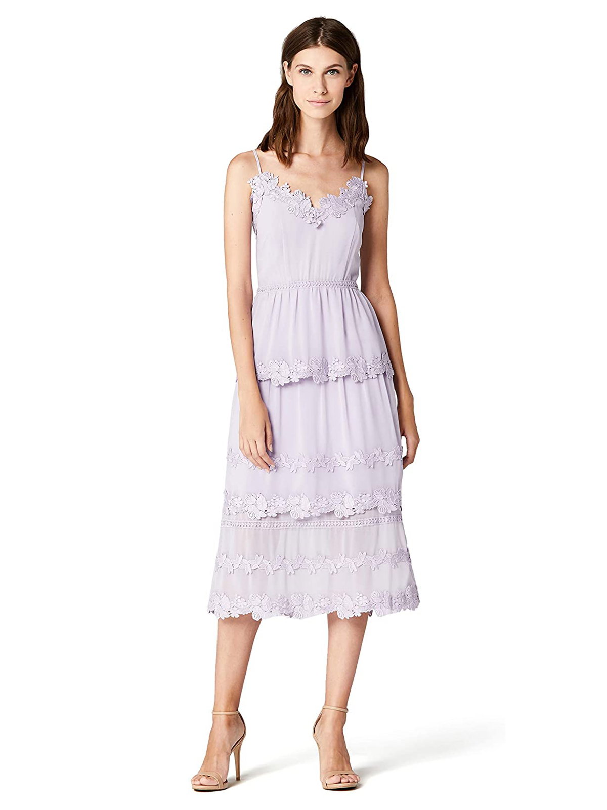 Chiffon-Kleid mit Blumenstickerei