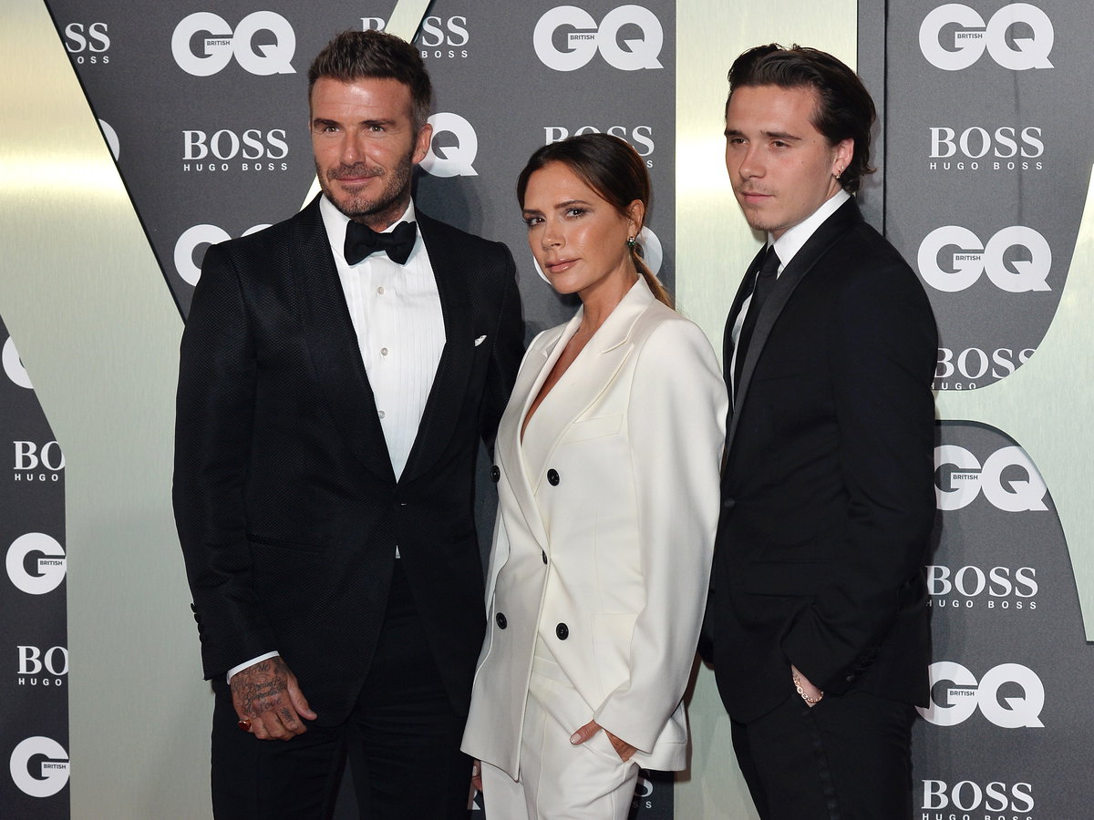 David, Victoria und Brooklyn Beckham