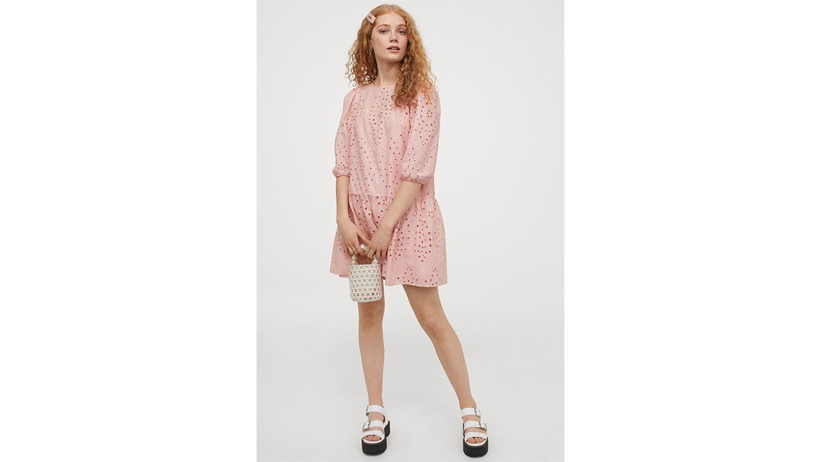 H&M Kleid Rosa Broderie Anglaise