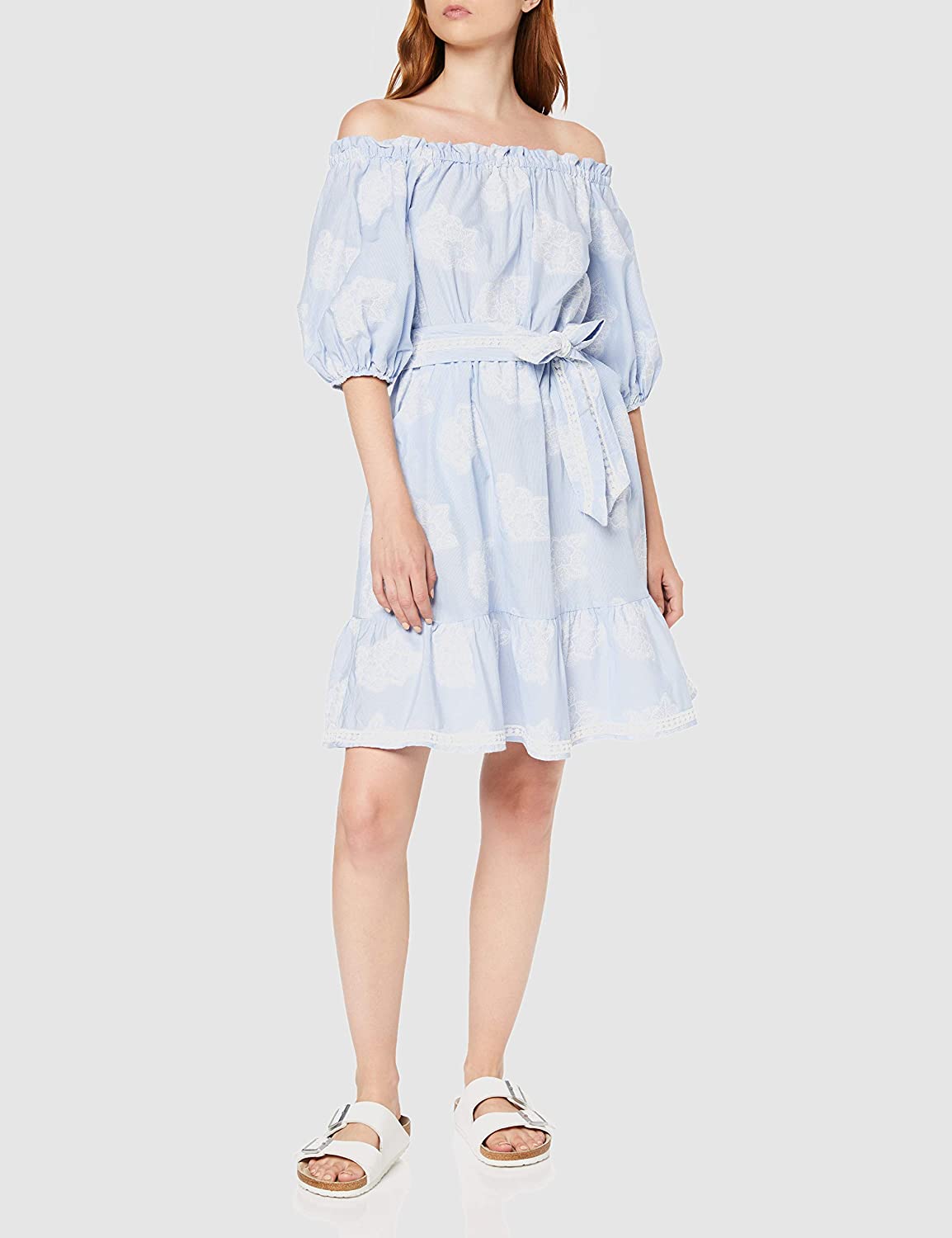 Sommerkleid mit Carmen-Ausschnitt und Puffärmeln