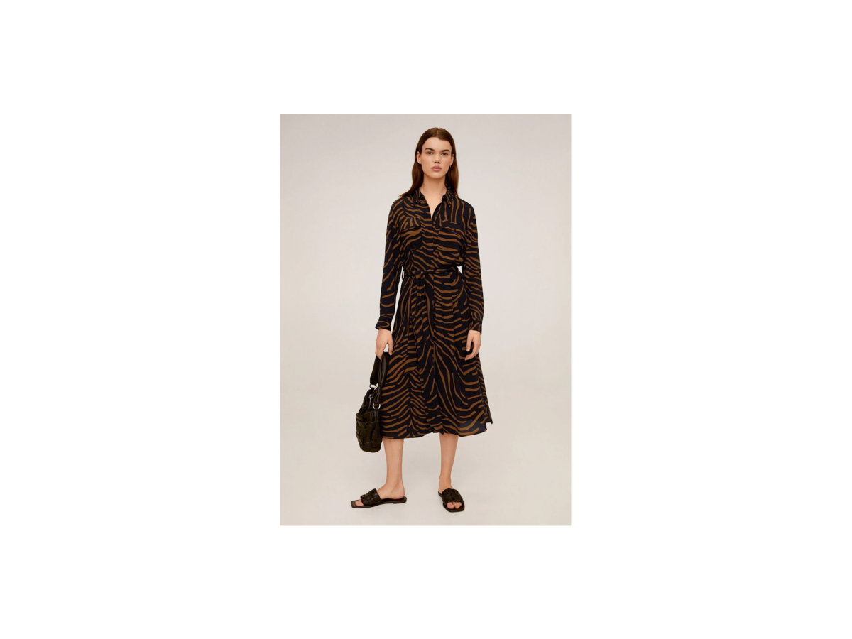MANGO Kleid rostbraun / schwarz