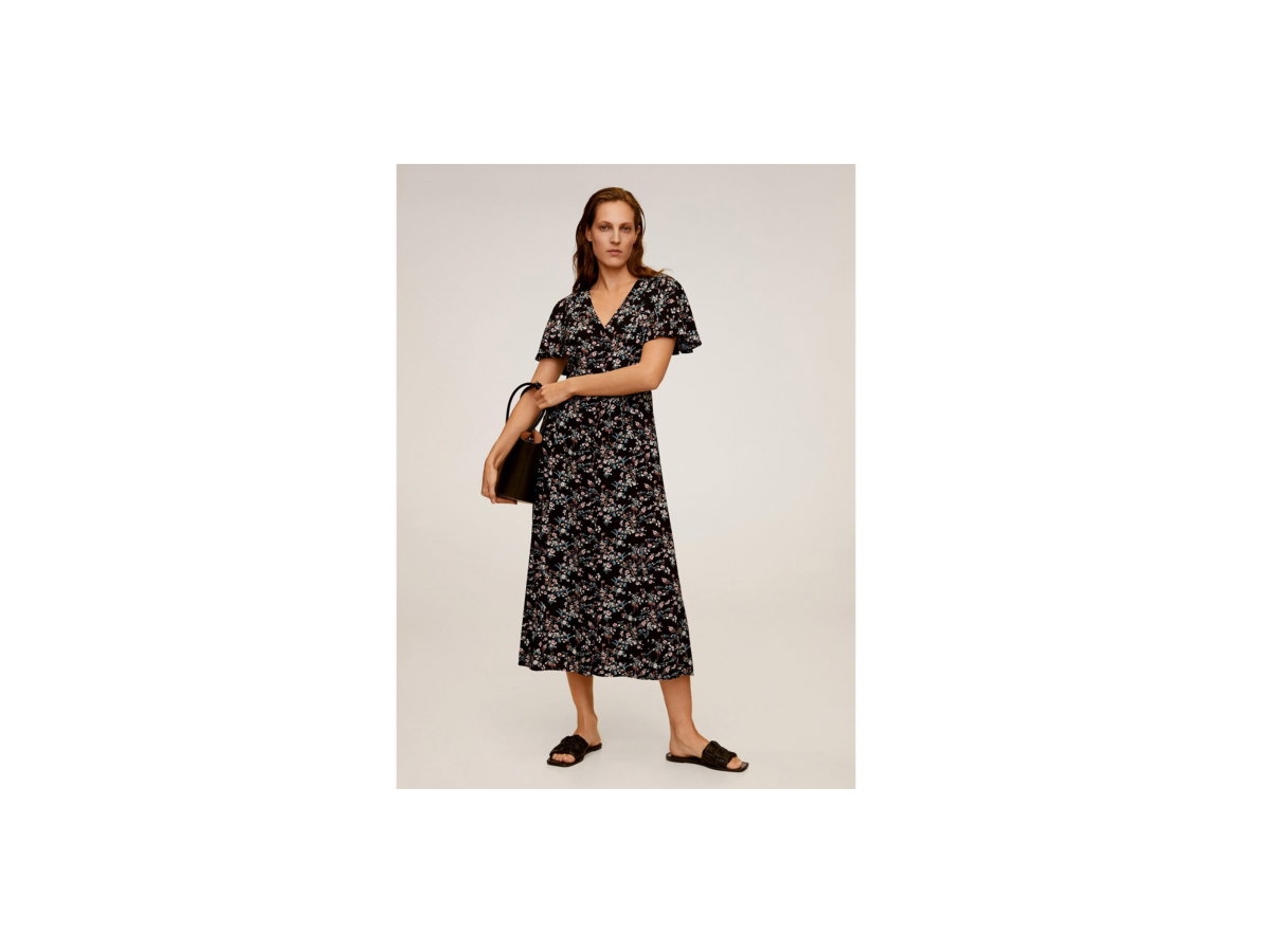 MANGO Kleid schwarz mit Flowerprint