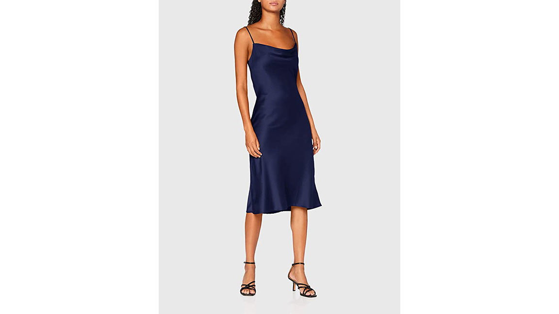 Sommerkleid dunkelblau Satinkleid