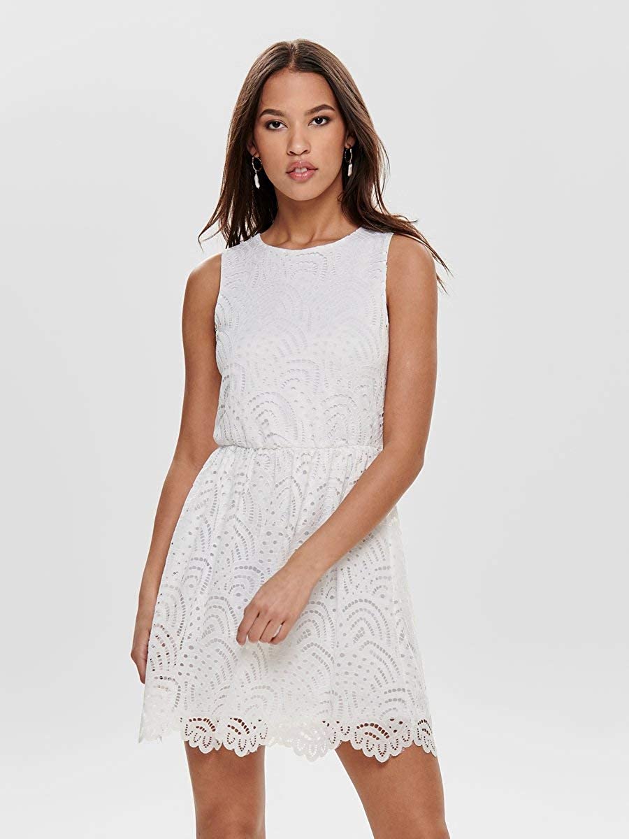 Weißes Kleid mit Lochspitze