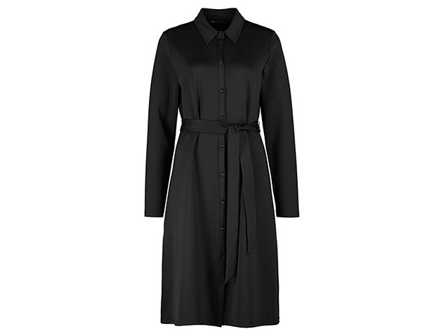 Schwarzes Blusenkleid mit Bindegürtel