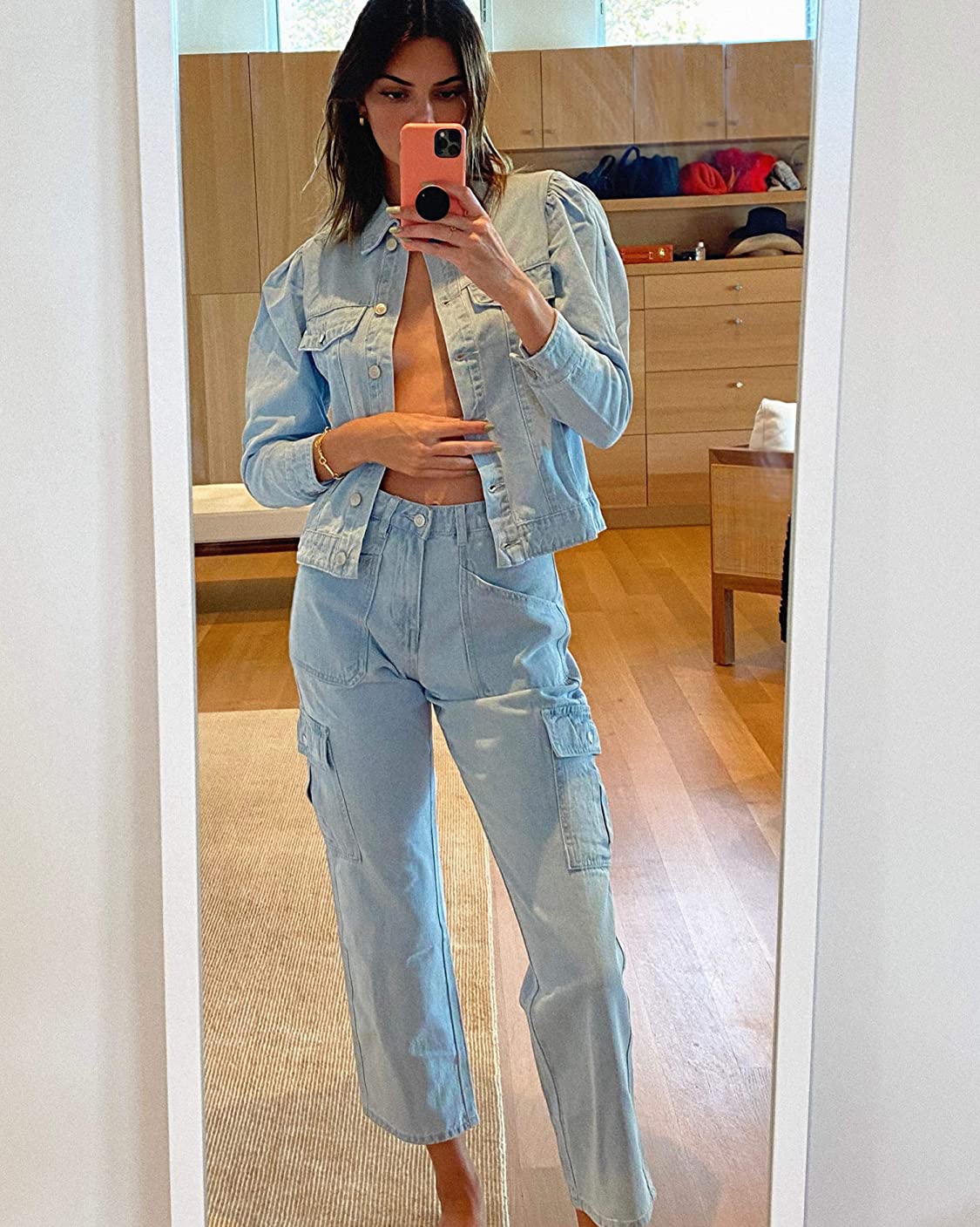 KENDALL + KYLIE Damen Denim-Jacke mit Puffärmeln