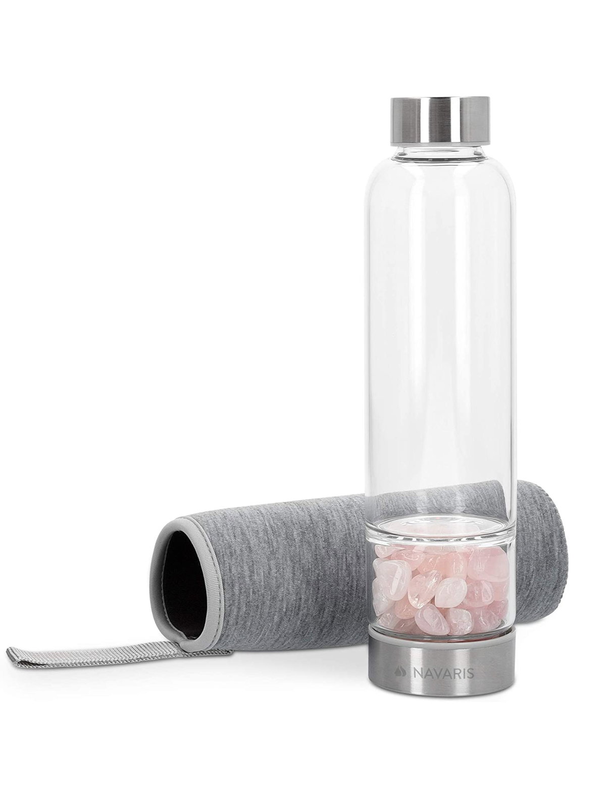 Wasserflasche mit Rosenquarz
