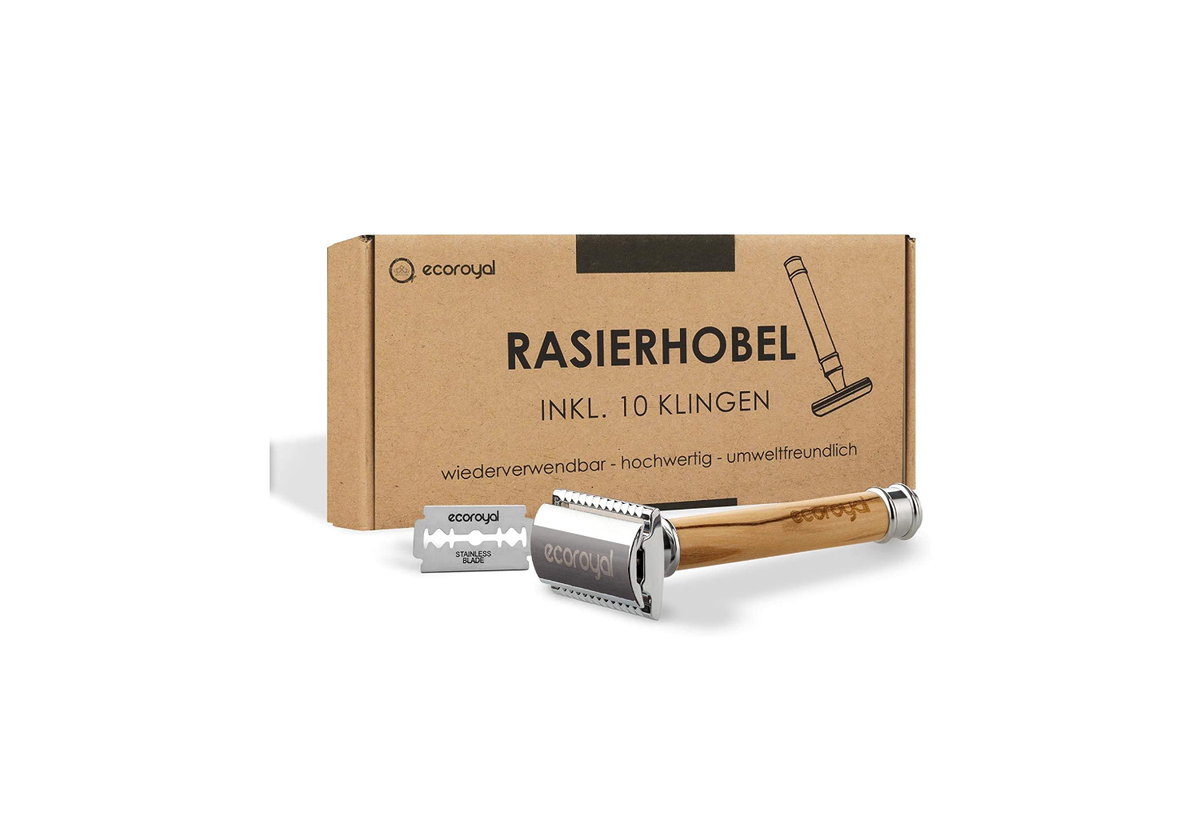 Rasierhobel aus Olivenholz inkl. 10 Rasierklingen