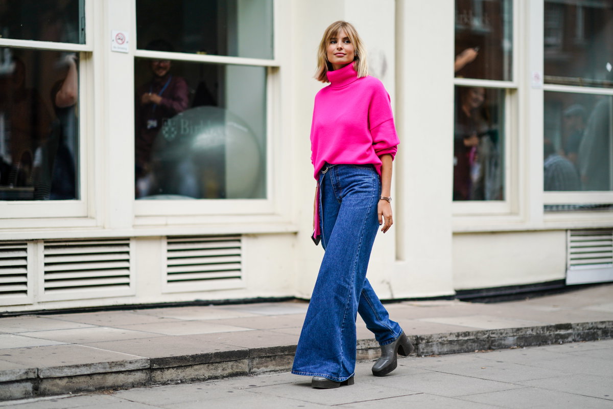 Pinker Pullover Jeans Wide Leg
