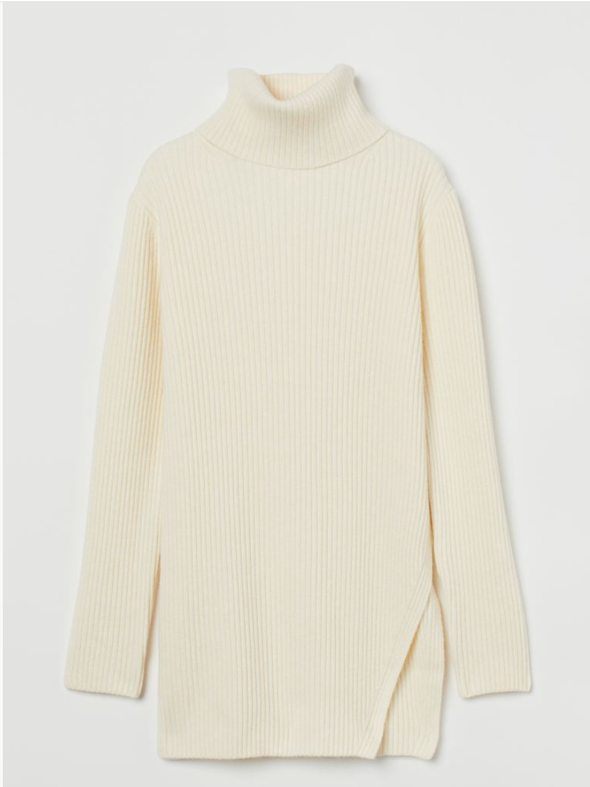 weißer Rollkragenpullover gerippt von H&M