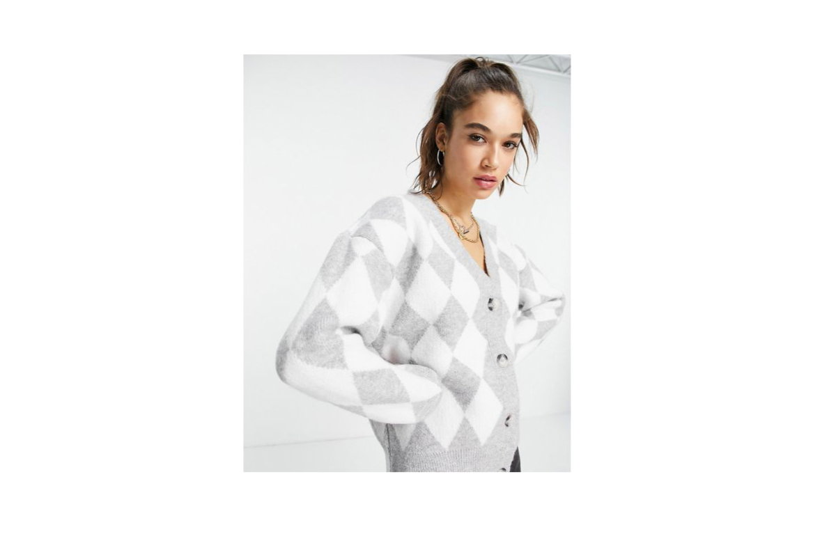 Argyle Cardigan ASOS grau