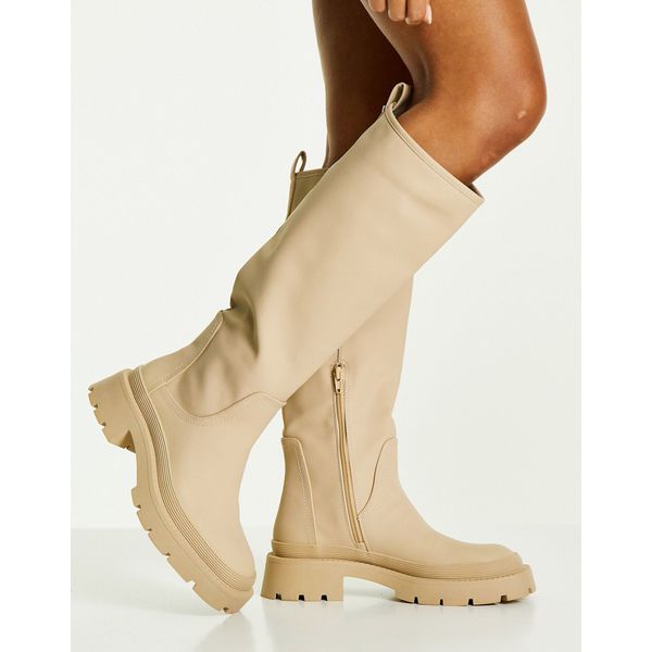 Kniehohe Gummistiefel in Beige-Neutral