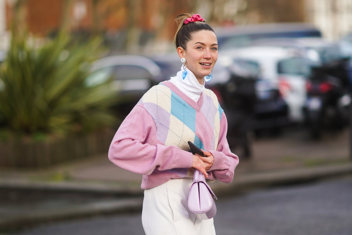 Argyl Muster Pullover rosa