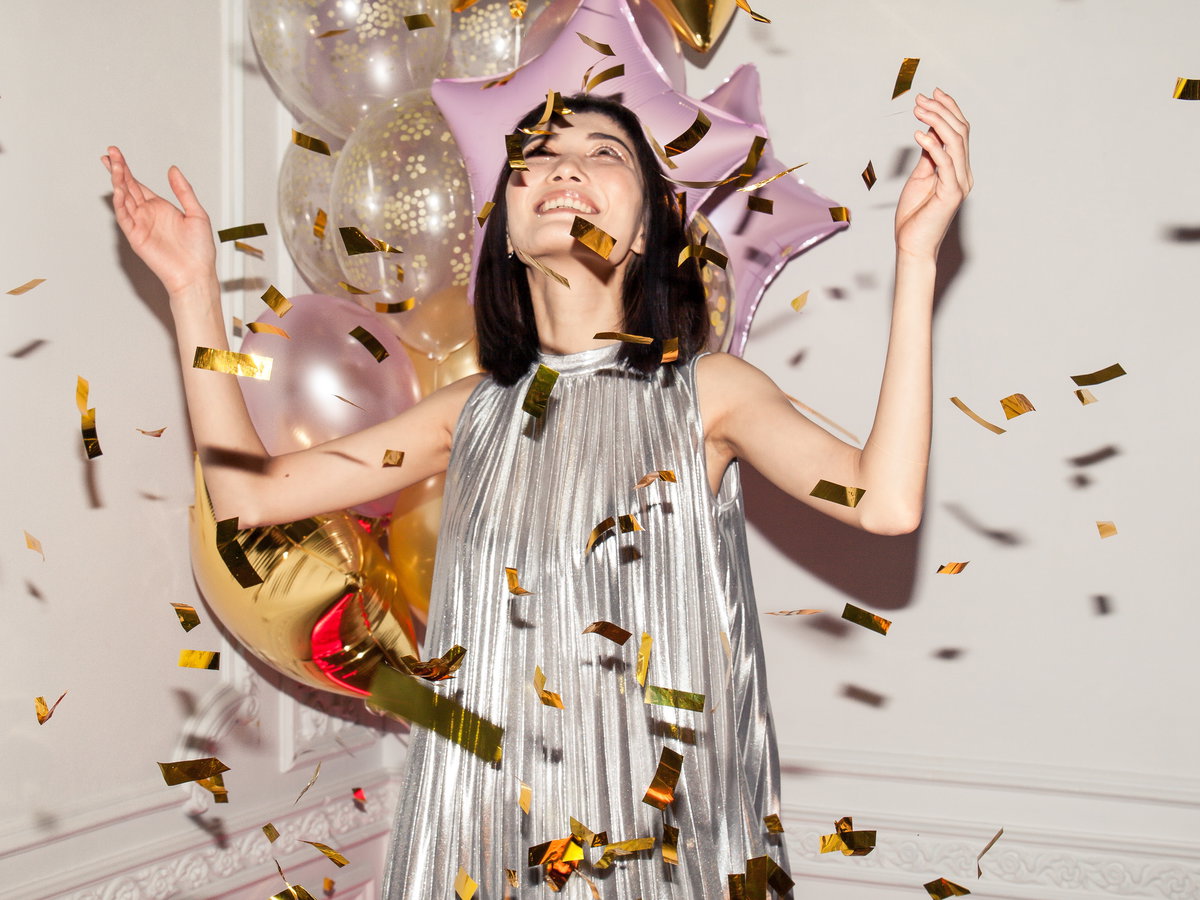 Silvester Outfit Metallic Kleid