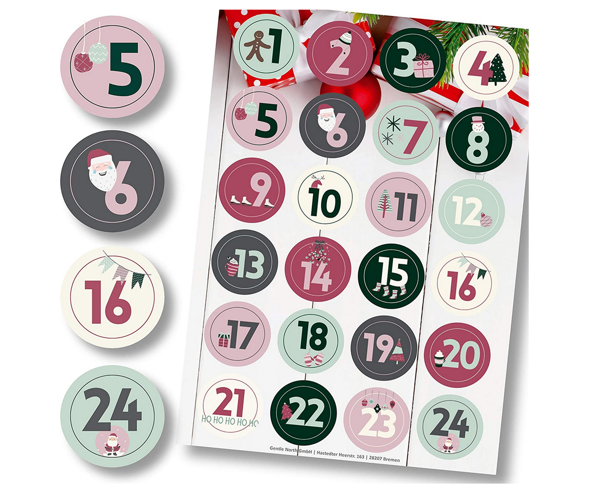 Adventskalender Aufkleber Set