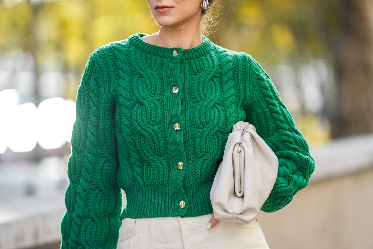grüner Cardigan Retro Strick