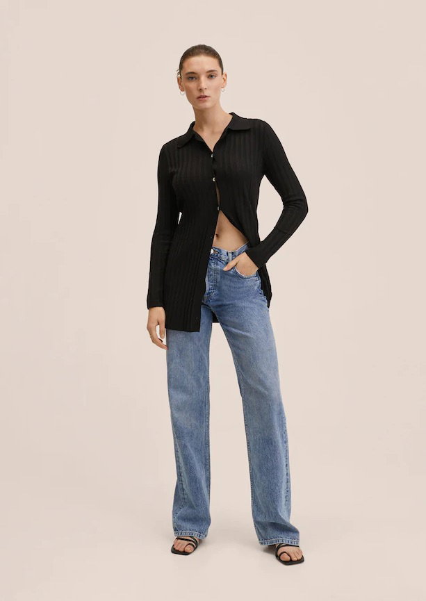 Geknöpfter Cardigan mit Rippstruktur