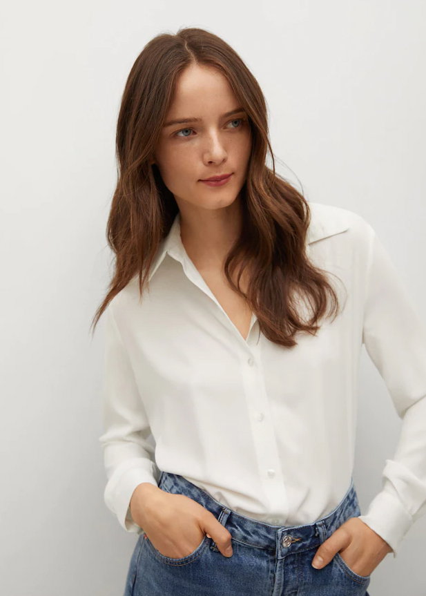 Fließende Bluse mit Knöpfen