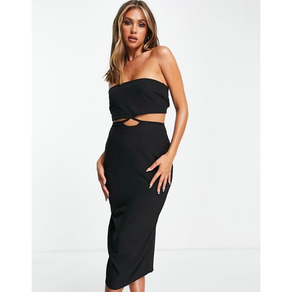 Trägerloses Bodycon-Kleid in Schwarz mit Zierausschnitt
