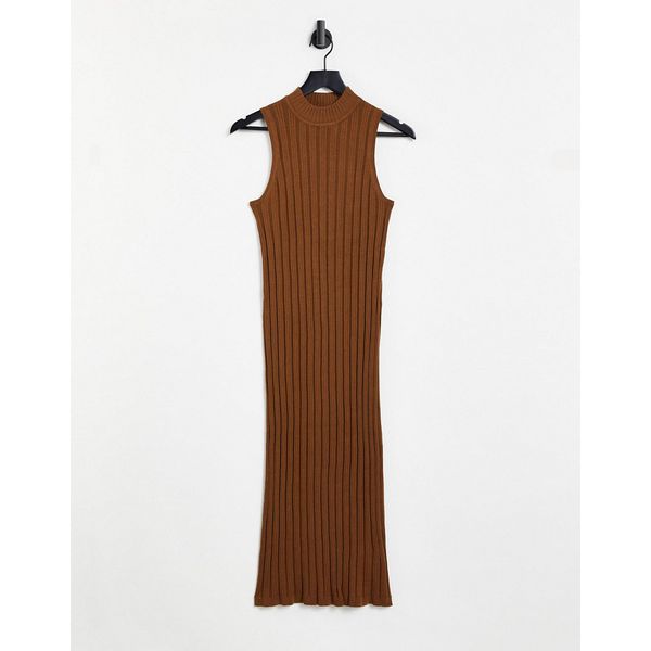 Ärmelloses Strickkleid in Braun