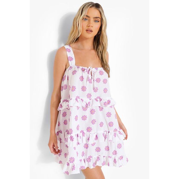 Gestuftes Smok-Kleid Mit Rüschen