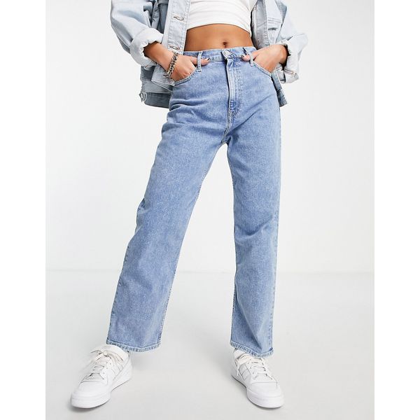 Straight Jeans in mittlerer Waschung mit hohem Bund