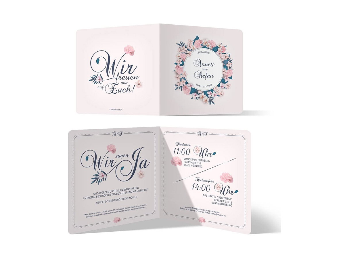 Quadratische Hochzeitseinladung