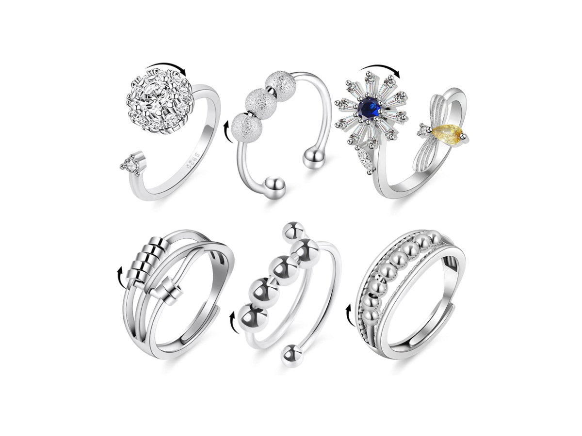 6 Stück Angst Spinning Ringe für Damen