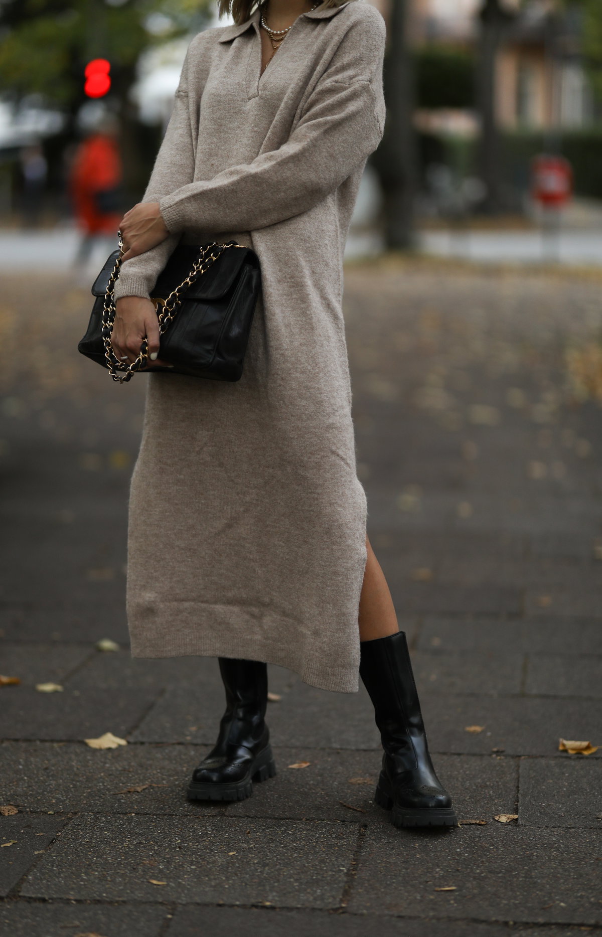 Strickkeid in beige