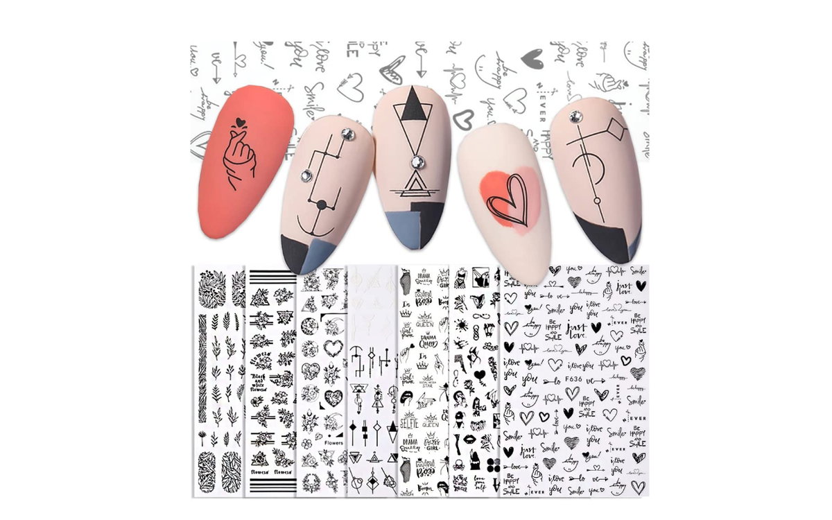 Schwarze 3D Nail Sticker