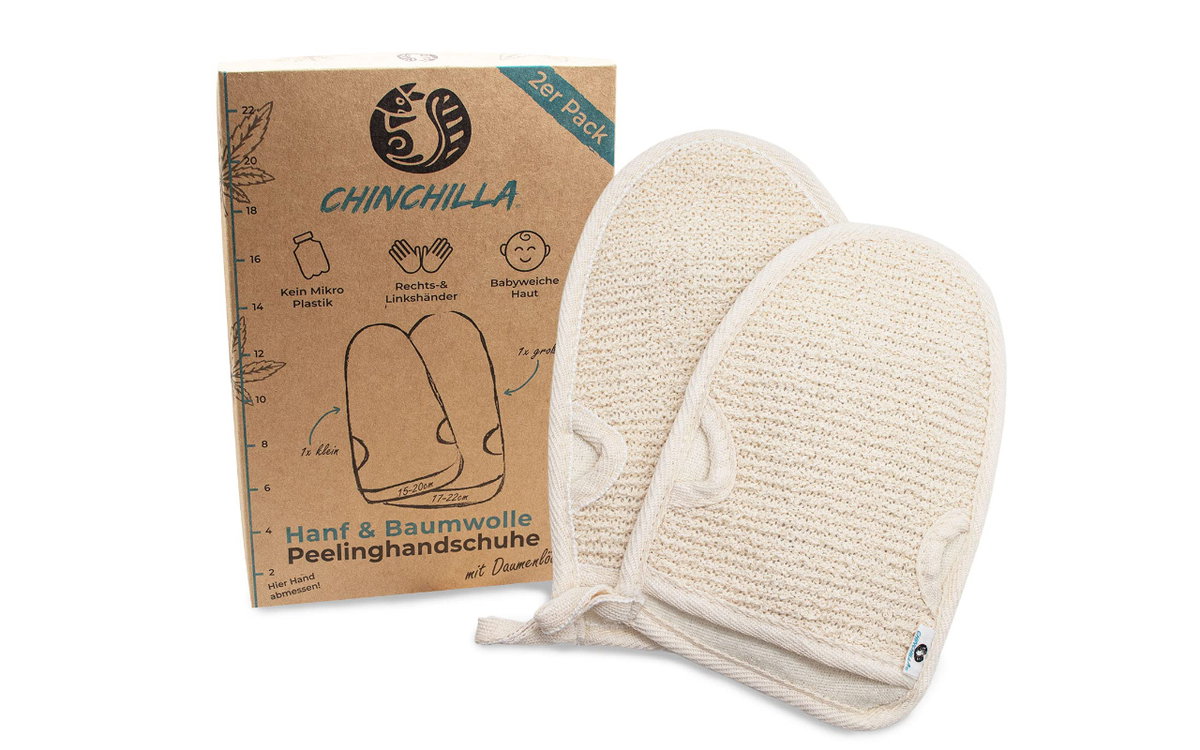 Chinchilla Baumwolle und Hanf Kese Peelinghandschuh
