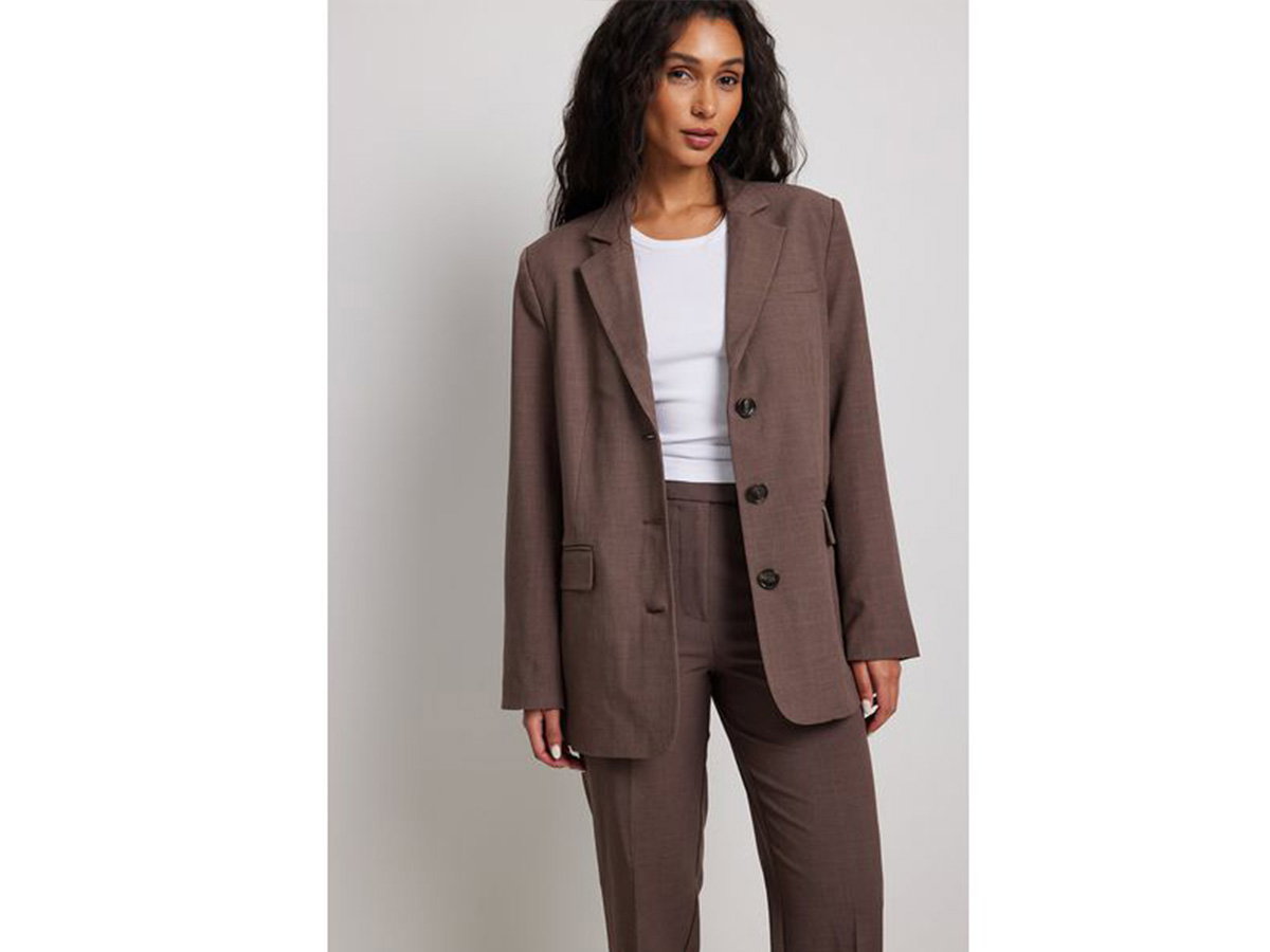 Classic Melange-Blazer in Oversize mit drei Knöpfen