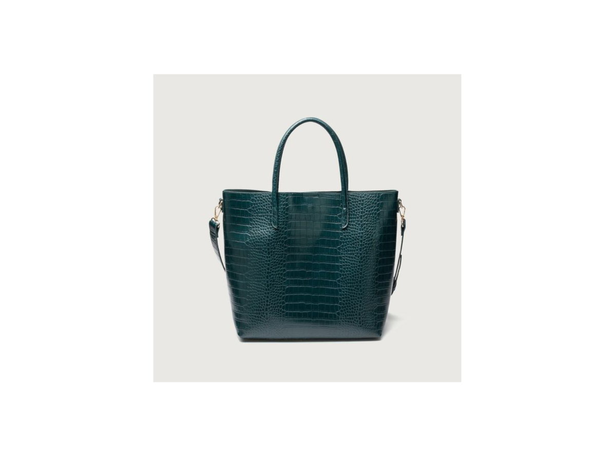 Shopper aus veganem Leder mit Kroko-Prägung von Hallhuber,