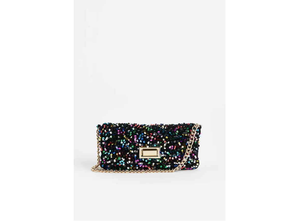Clutch mit mehrfarbigen Pailletten von H&M