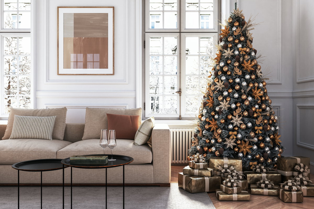 Wehnachtsbaum in Wohnzimmer